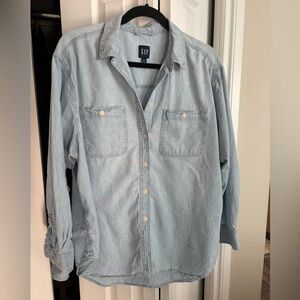GAP Medium Blue Denim Shirt with Navy Label. Size medium.